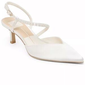 Kamra Pearl Mid Satin Strappy Kitten Heel Pumps